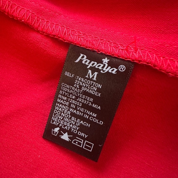 Papaya Red Blazer Jacket Women’s Medium Rolled Cuff Stretchy Lightweight - Picture 5 of 6